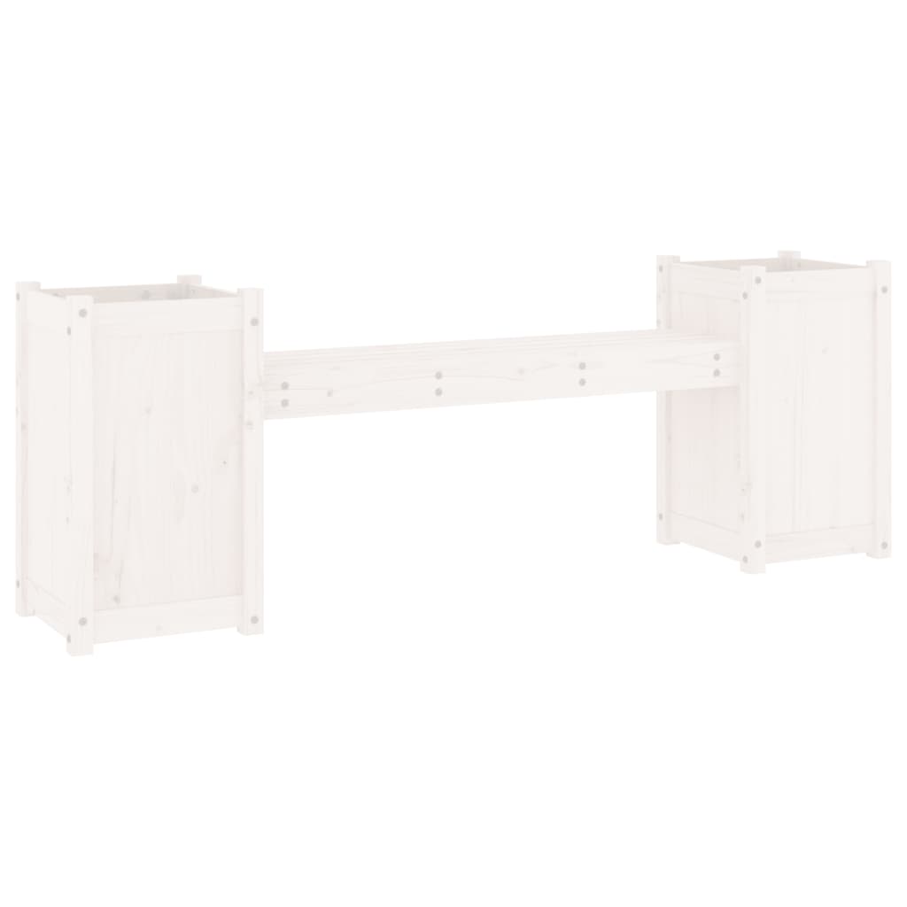 Solid Pine White Planter Bench - 180x36x63 cm Garden Furniture