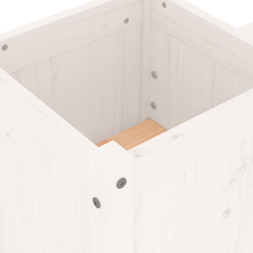 Solid Pine White Planter Bench - 180x36x63 cm Garden Furniture