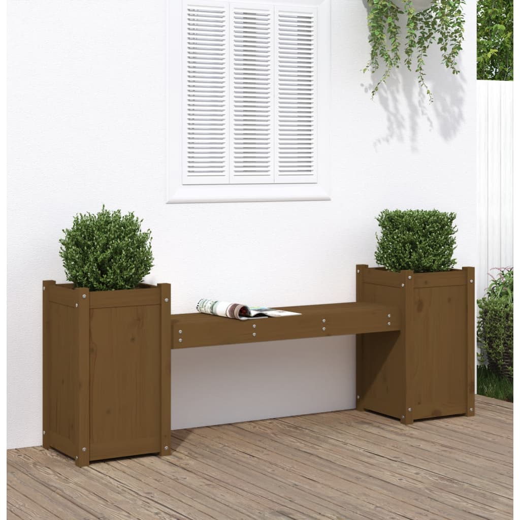 Solid Pine Planter Bench - Honey Brown, 180x36x63 cm
