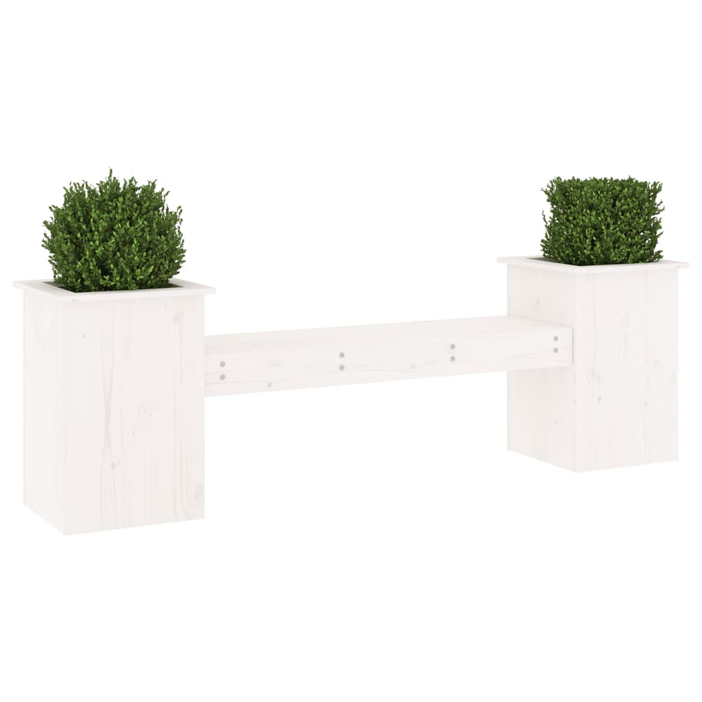 Solid Wood Pine White Planter Bench - 184.5x39.5x56.5 cm