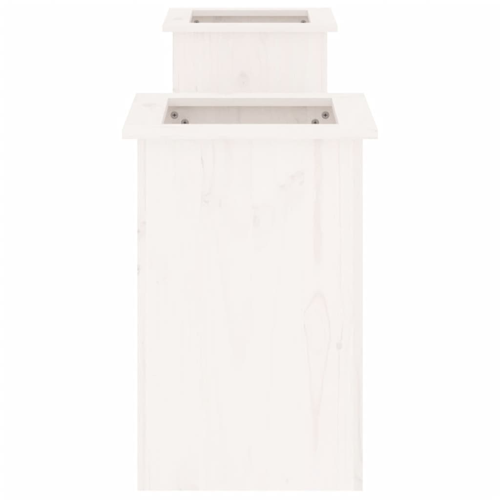 Solid Wood Pine White Planter Bench - 184.5x39.5x56.5 cm