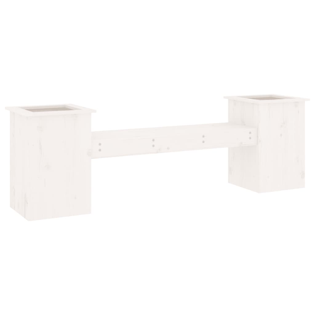 Solid Wood Pine White Planter Bench - 184.5x39.5x56.5 cm