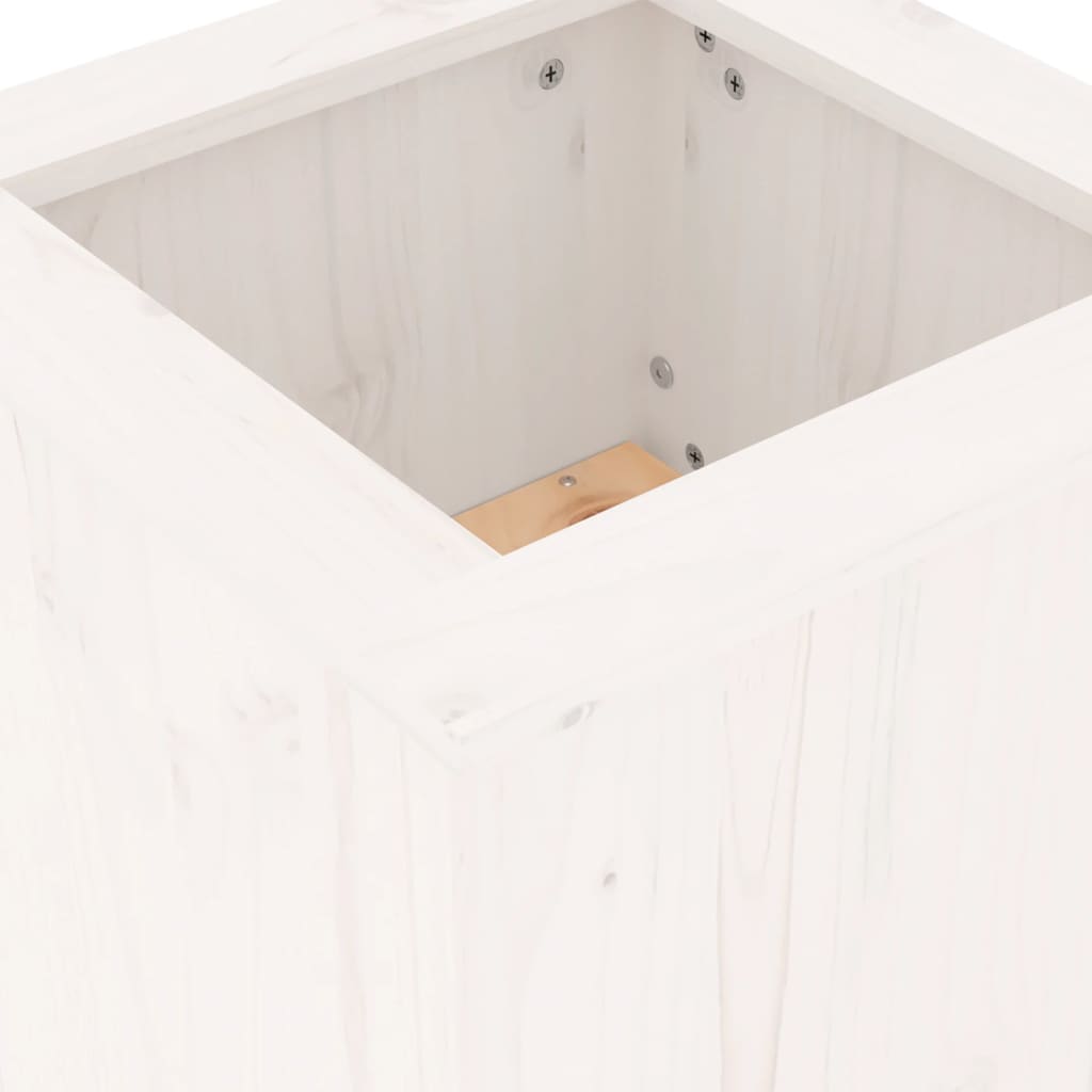 Solid Wood Pine White Planter Bench - 184.5x39.5x56.5 cm