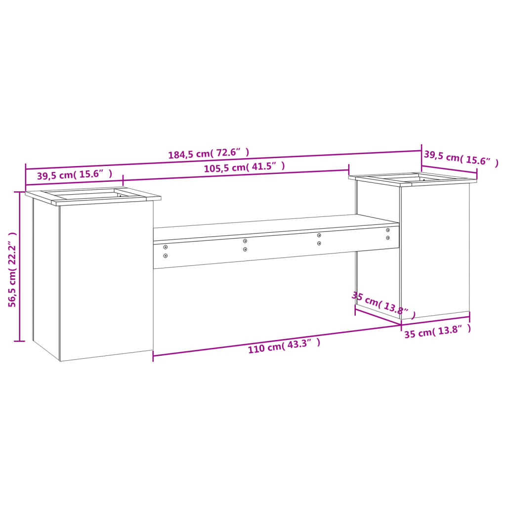 Solid Wood Douglas Planter Bench 184.5x39.5x56.5 cm