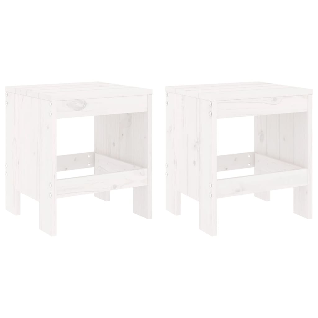 Solid Pine Wood Garden Stools 2 pcs - White 40x36x45 cm