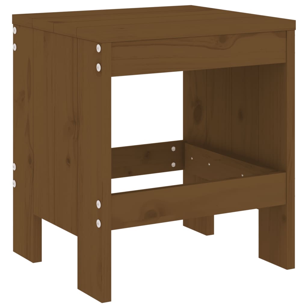 Solid Pine Garden Stools - Honey Brown, 2 Pcs, 40x36x45 cm