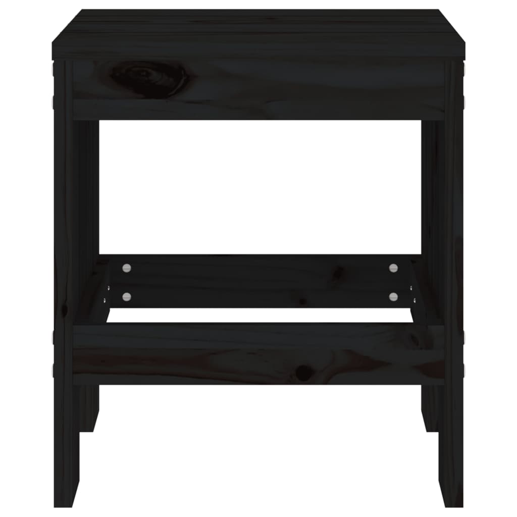 Black Solid Wood Pine Garden Stools, Set of 2 (40x36x45 cm)