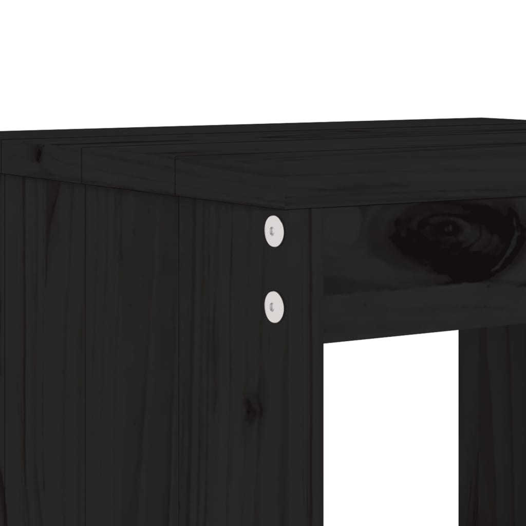 Black Solid Wood Pine Garden Stools, Set of 2 (40x36x45 cm)