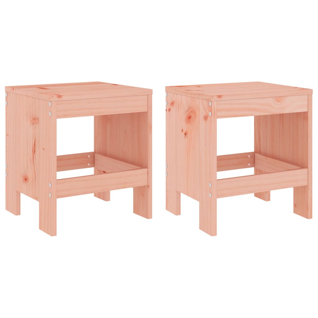 Solid Wood Douglas Garden Stools Set of 2 - 40x36x45 cm