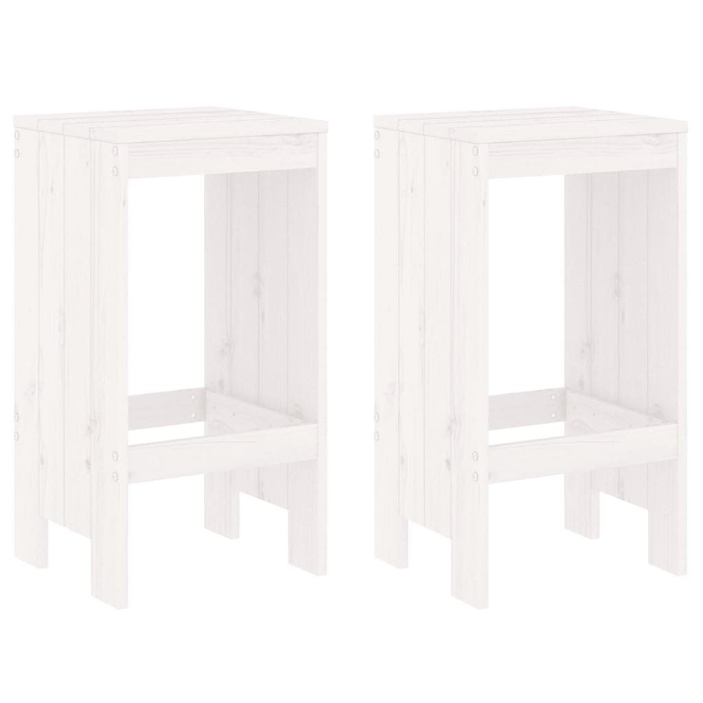 White Solid Pine Wood Bar Stools Set of 2, 40x36x75 cm