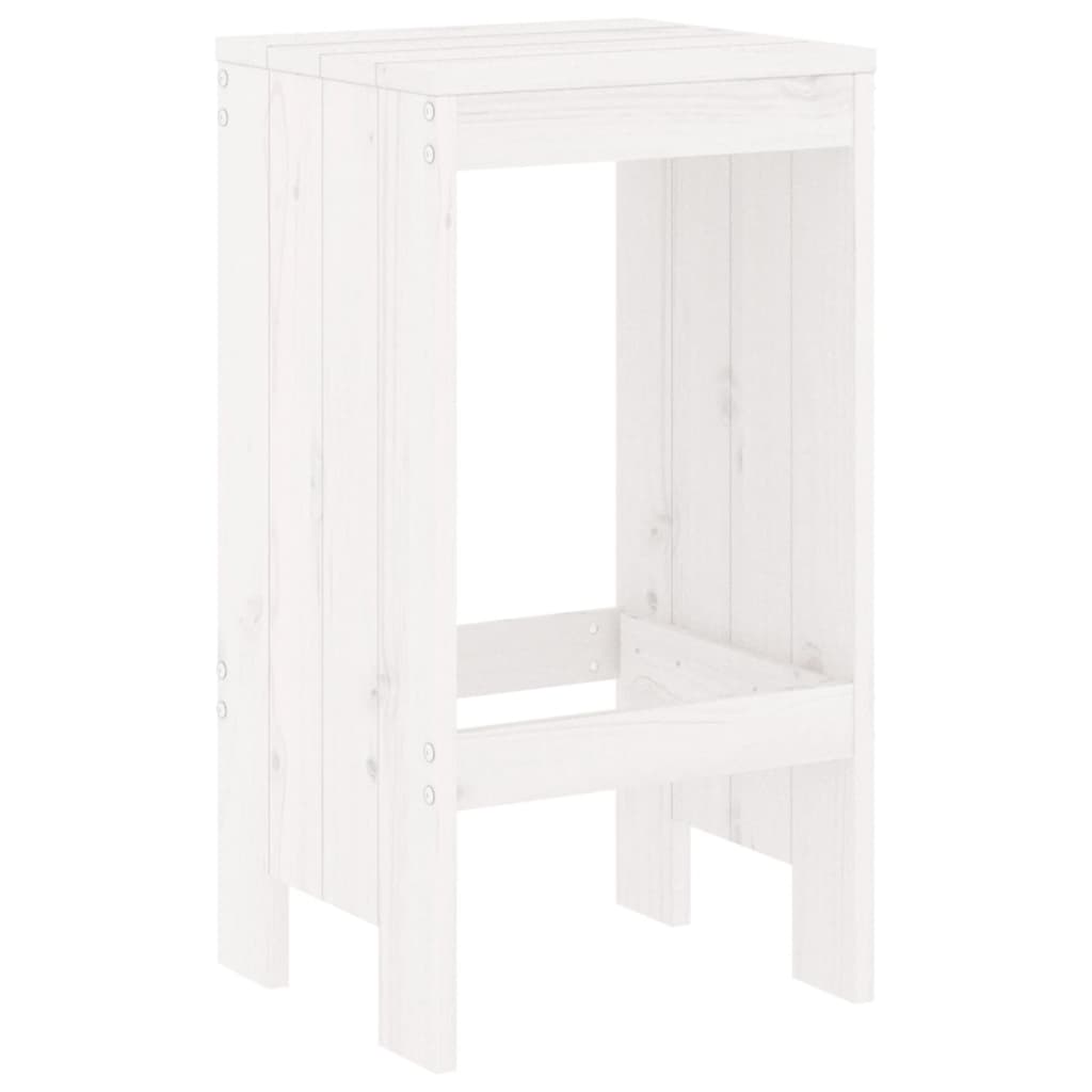 White Solid Pine Wood Bar Stools Set of 2, 40x36x75 cm