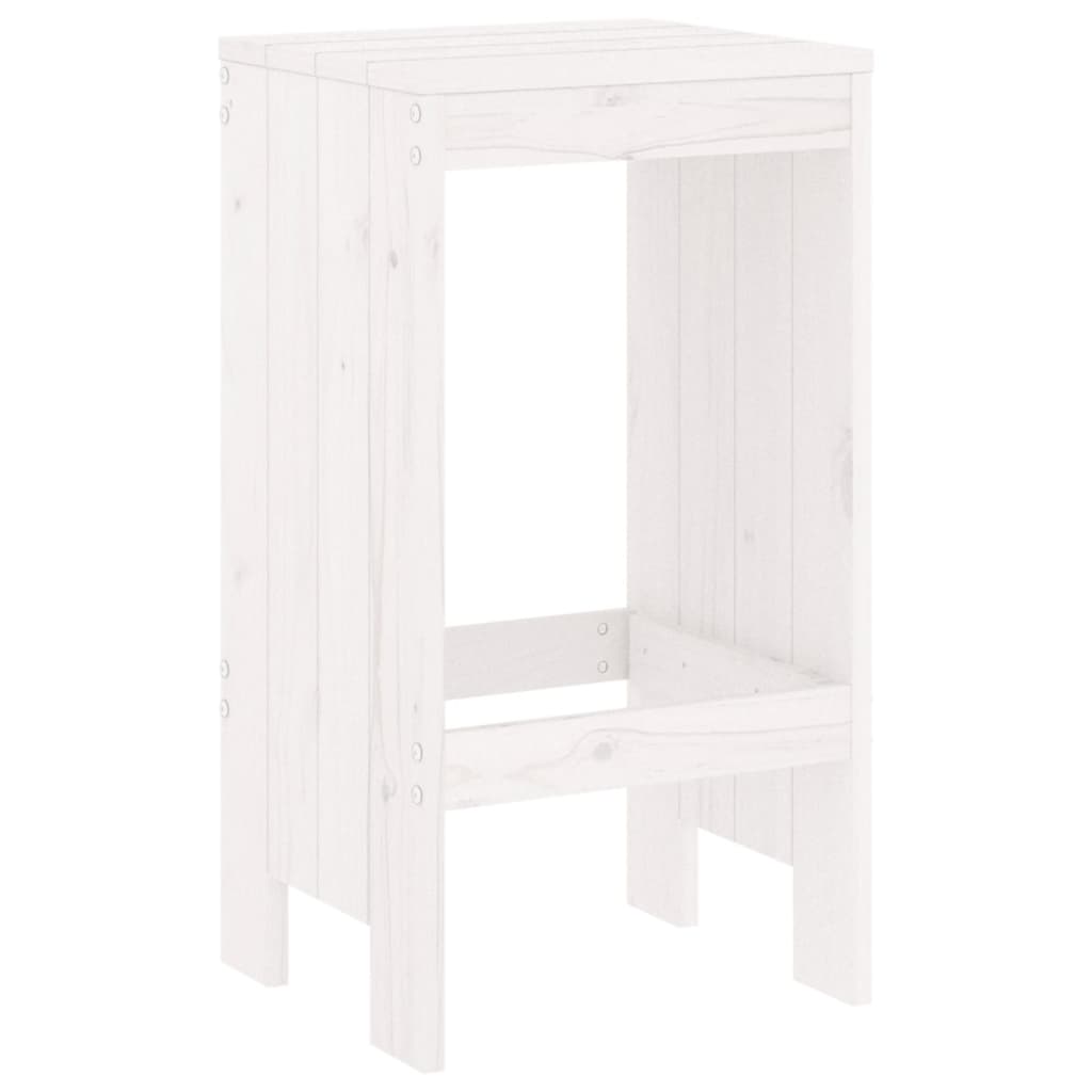 White Solid Pine Wood Bar Stools Set of 2, 40x36x75 cm