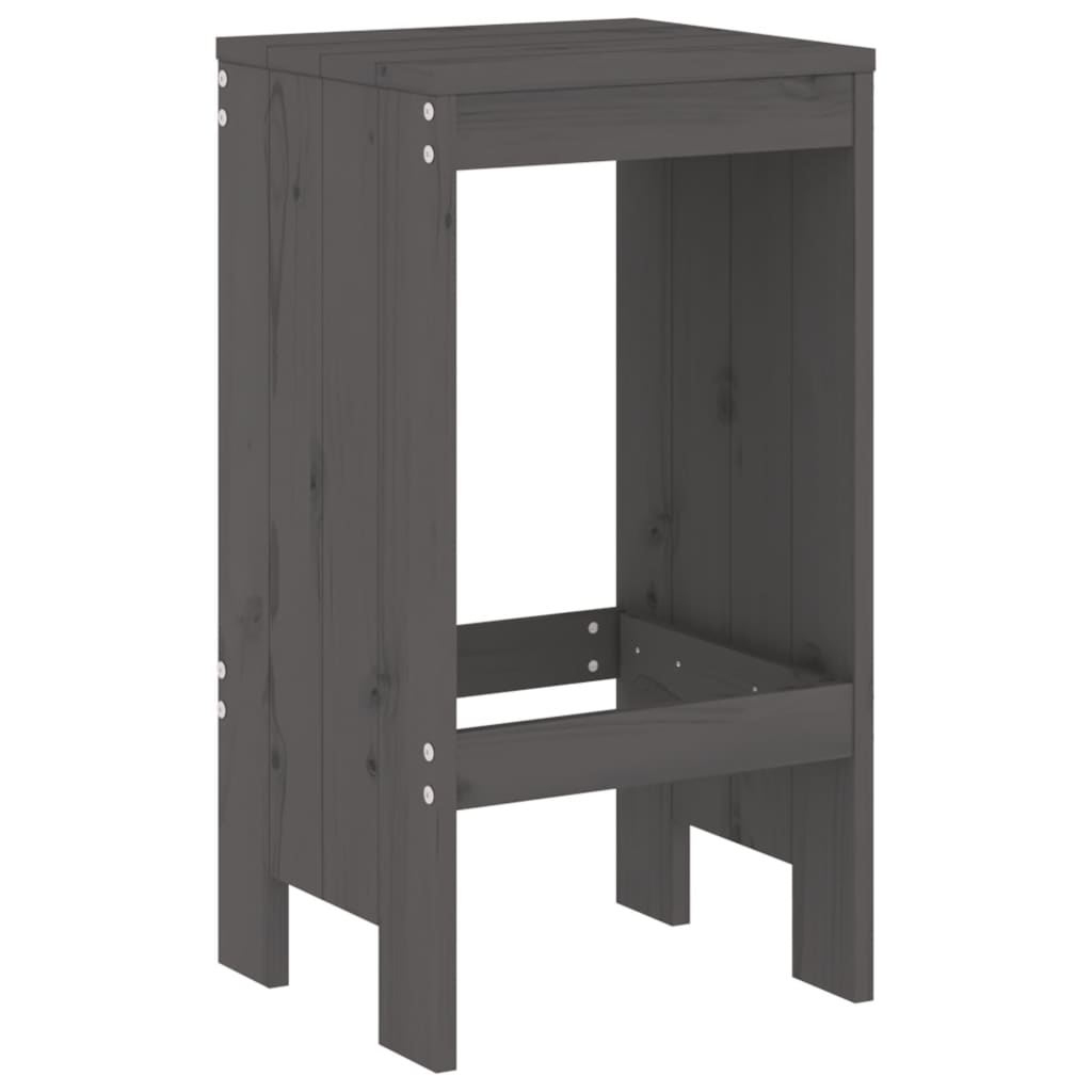 Set of 2 Grey Bar Stools 75cm - Solid Pine Wood