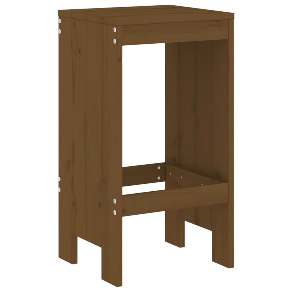 Set of 2 Honey Brown Solid Pine Wood Bar Stools 40x36x75 cm