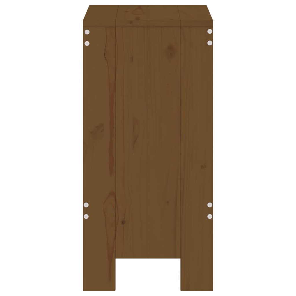Set of 2 Honey Brown Solid Pine Wood Bar Stools 40x36x75 cm