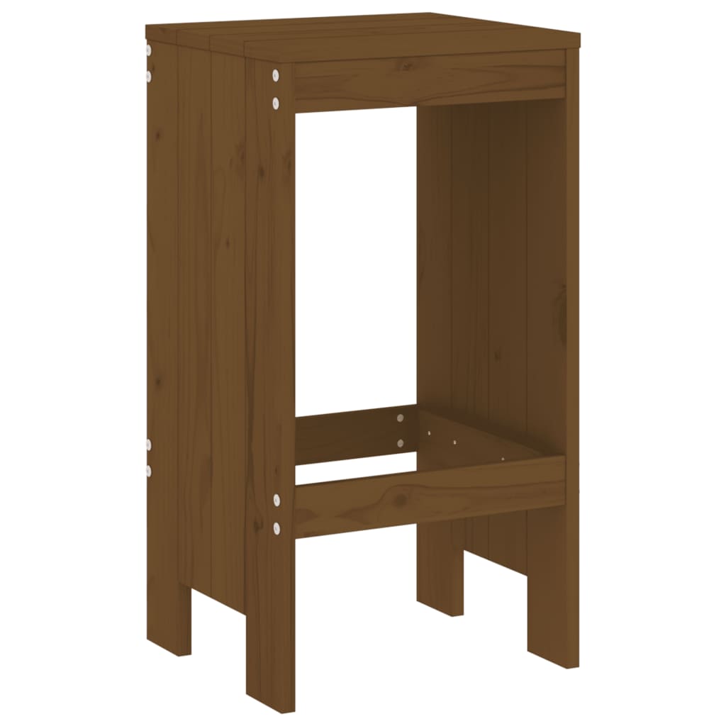Set of 2 Honey Brown Solid Pine Wood Bar Stools 40x36x75 cm