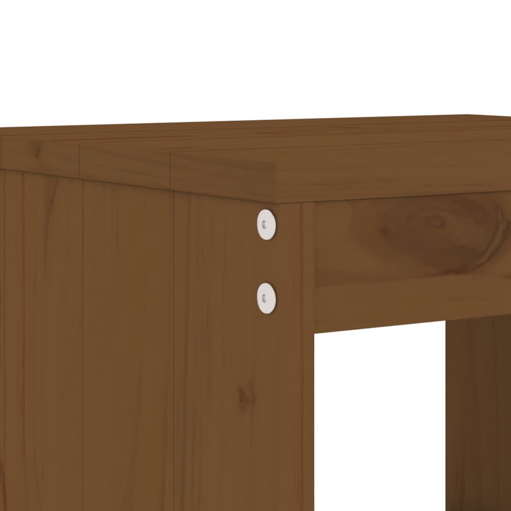 Set of 2 Honey Brown Solid Pine Wood Bar Stools 40x36x75 cm