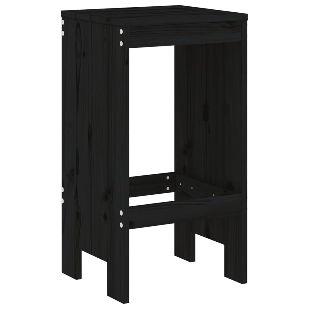 Sleek Black Pine Wood Bar Stools Set of 2 - 40x36x75 cm