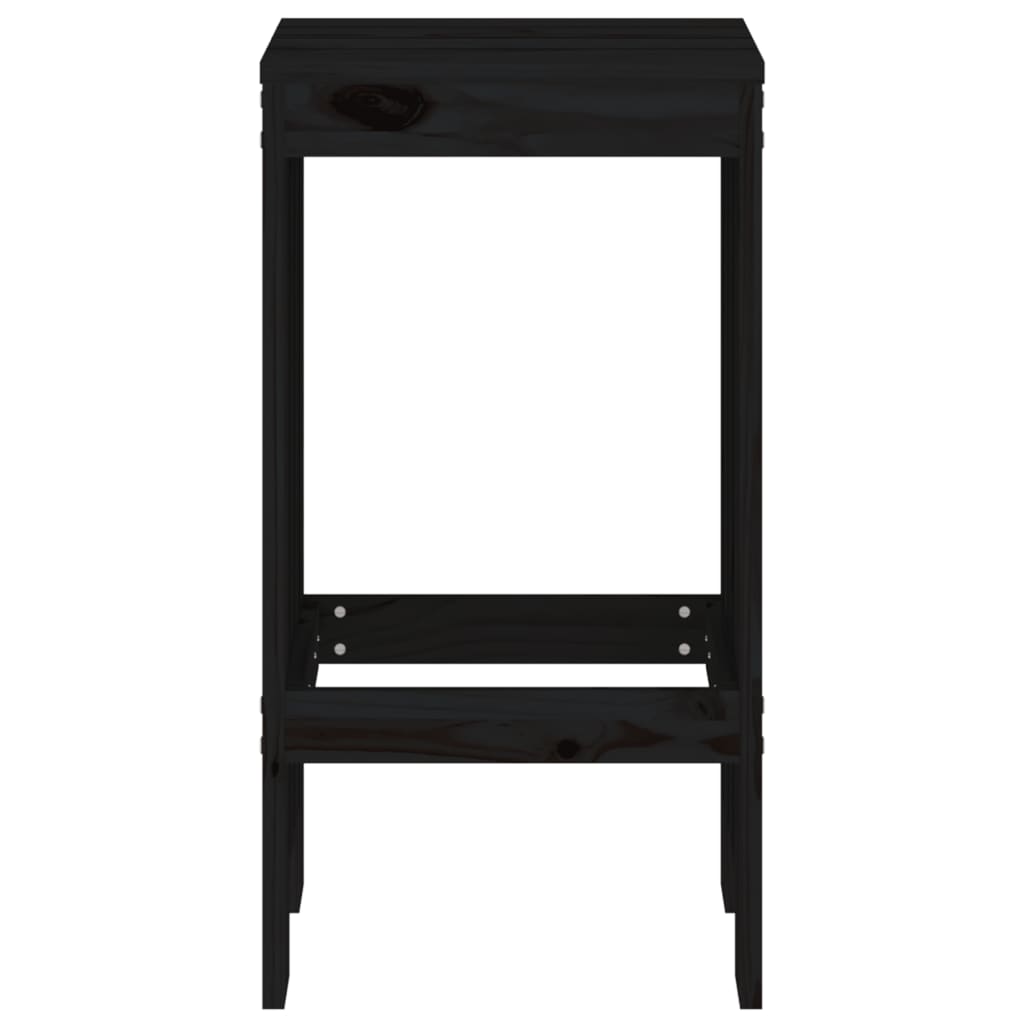 Sleek Black Pine Wood Bar Stools Set of 2 - 40x36x75 cm