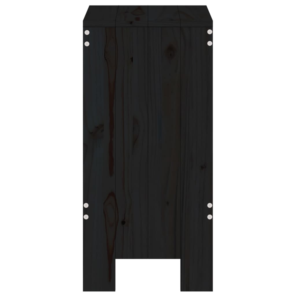 Sleek Black Pine Wood Bar Stools Set of 2 - 40x36x75 cm