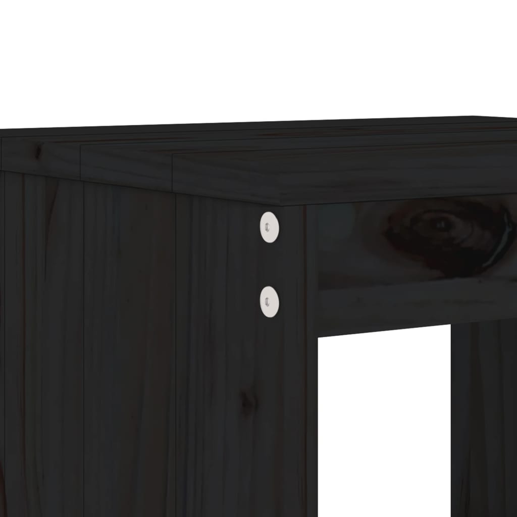 Sleek Black Pine Wood Bar Stools Set of 2 - 40x36x75 cm