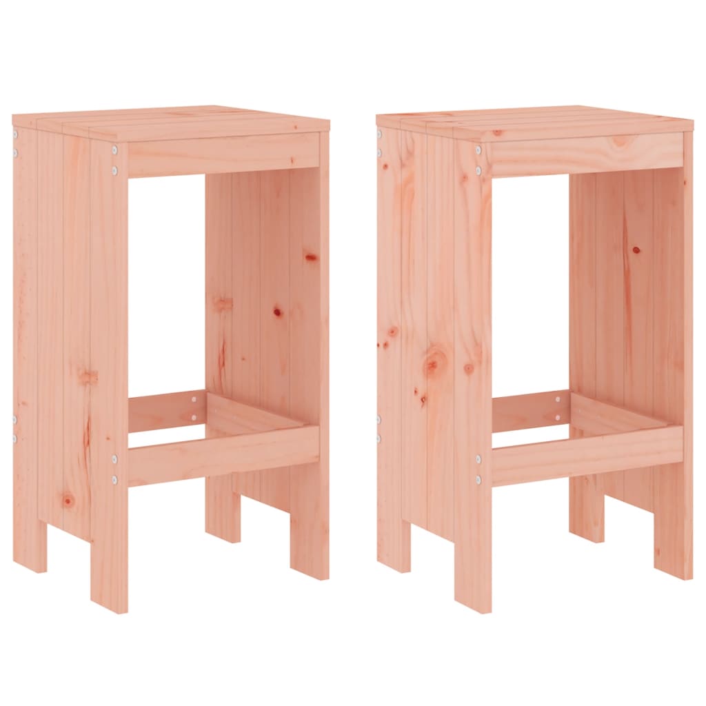 Solid Wood Douglas Bar Stools - Set of 2, 75cm, Natural Finish