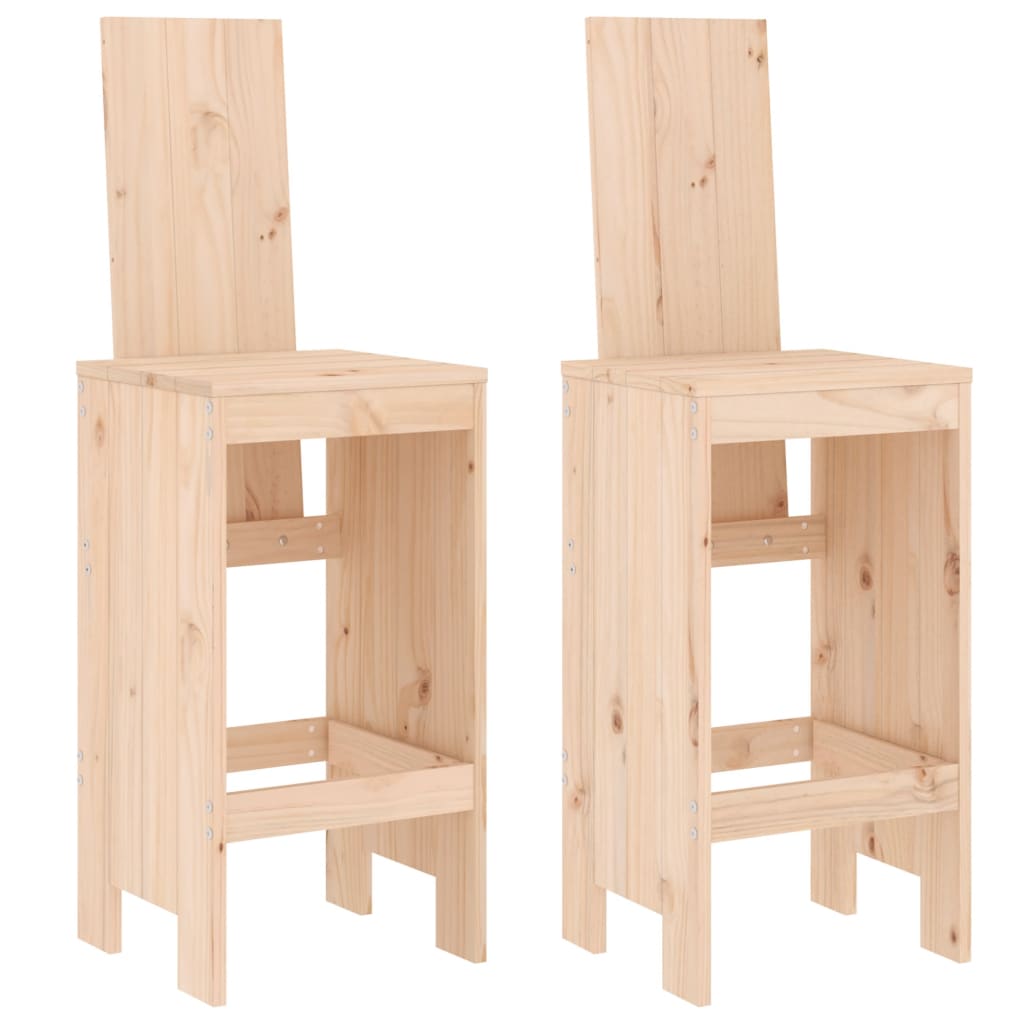 Solid Pine Wood Bar Stools, 2 pcs, 40x42x120 cm - Classic Charm