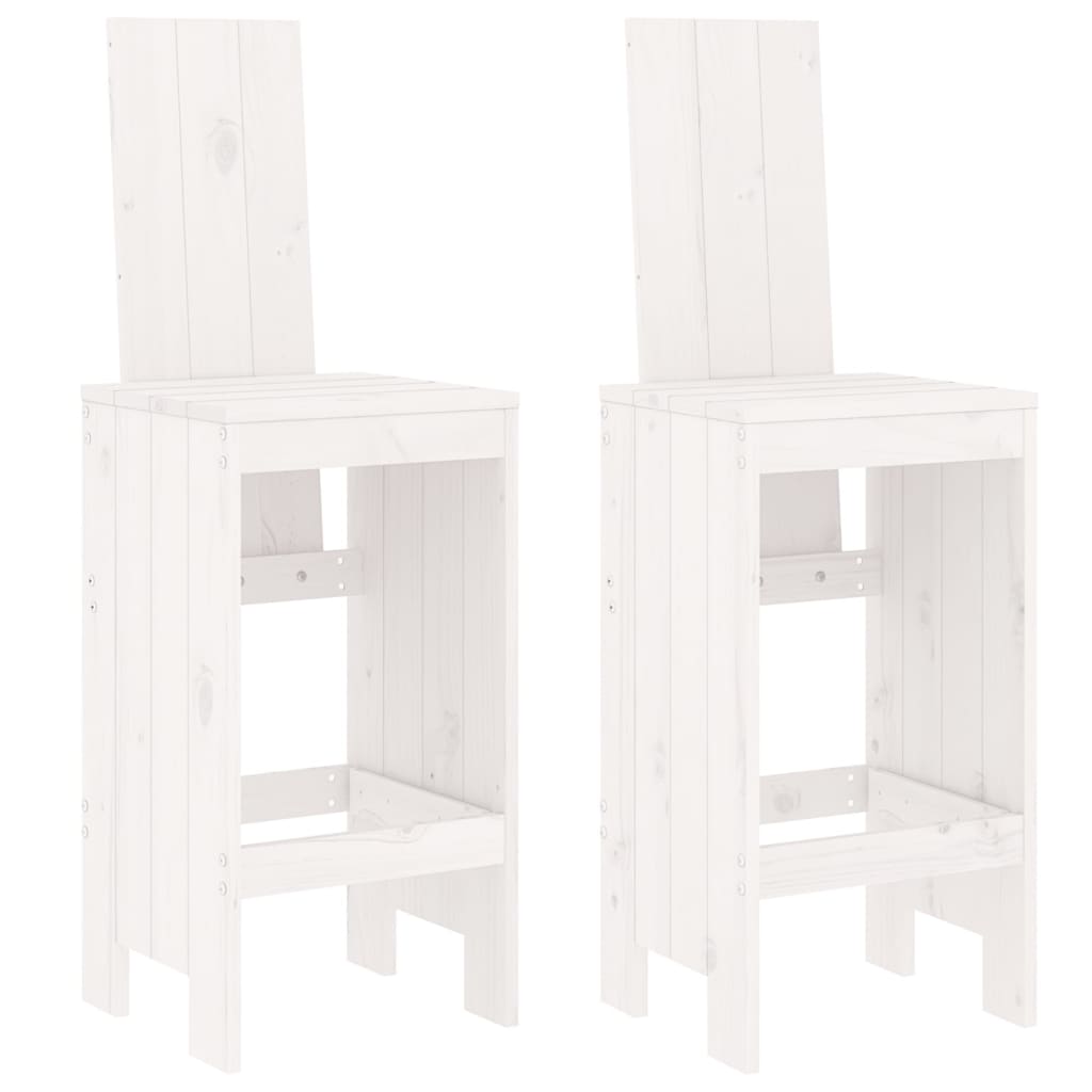 White Solid Wood Pine Bar Stools, Set of 2 - 40x42x120 cm