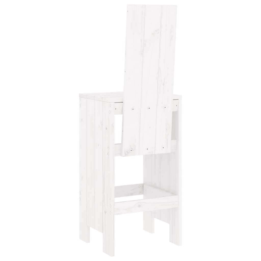White Solid Wood Pine Bar Stools, Set of 2 - 40x42x120 cm