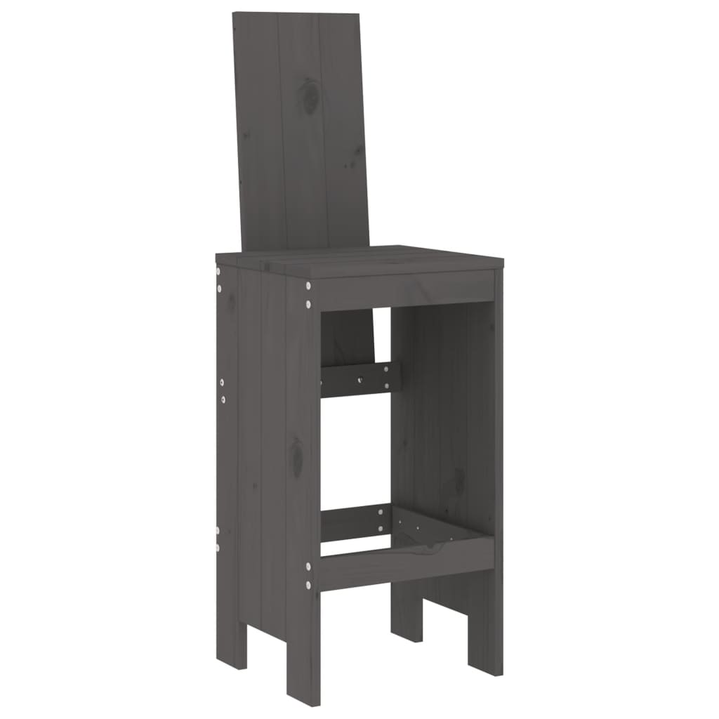 Grey Solid Pine Bar Stools Set 2pcs, 40x42x120 cm