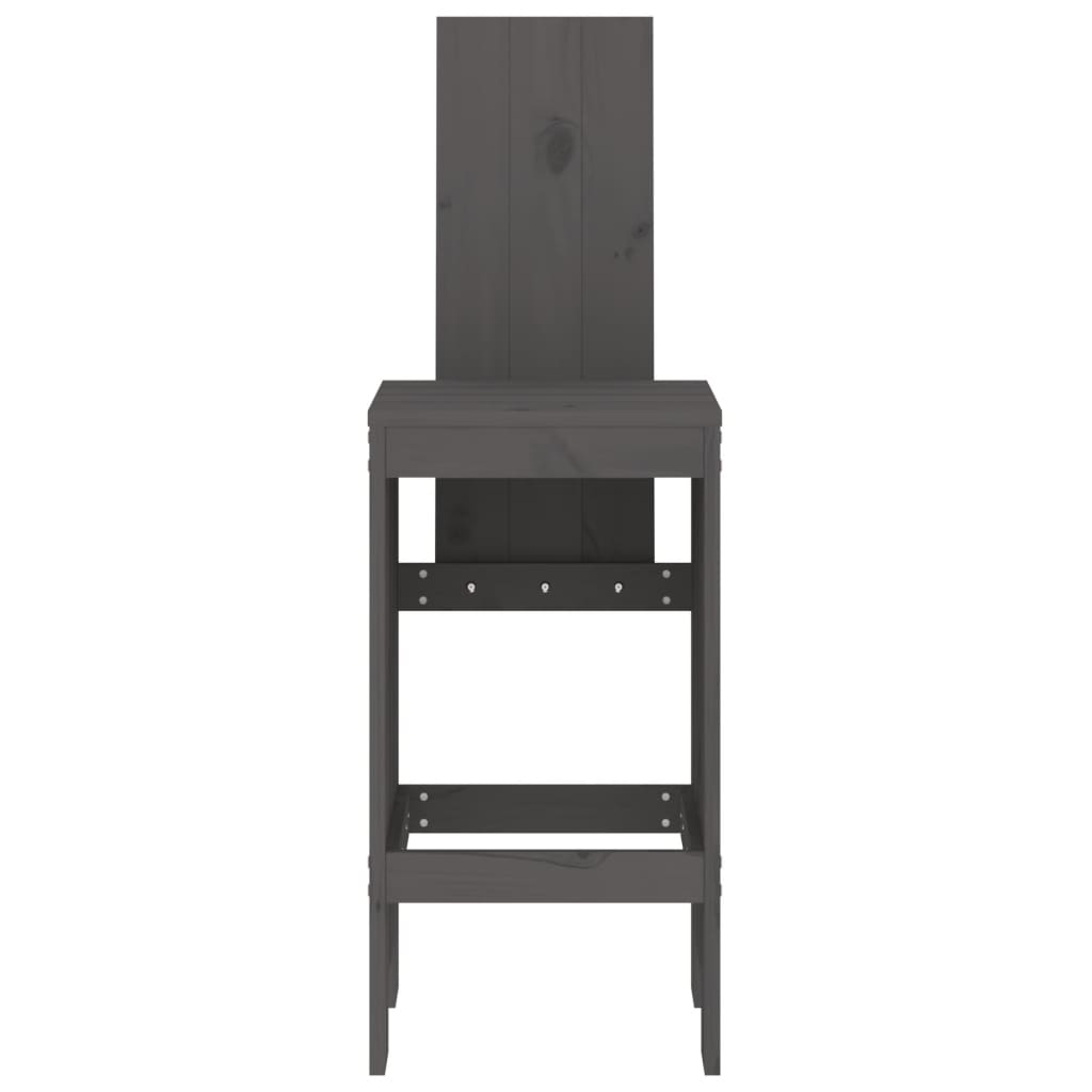 Grey Solid Pine Bar Stools Set 2pcs, 40x42x120 cm