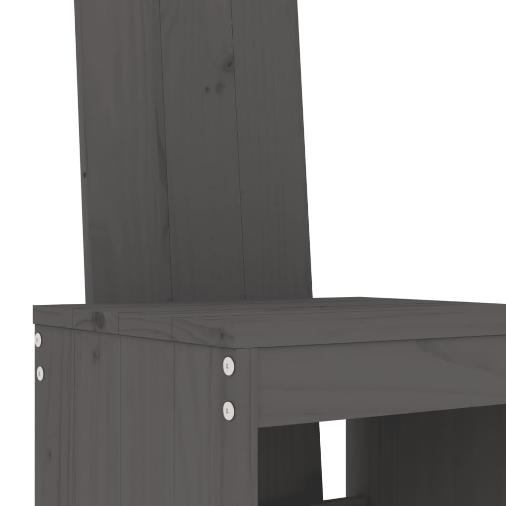 Grey Solid Pine Bar Stools Set 2pcs, 40x42x120 cm