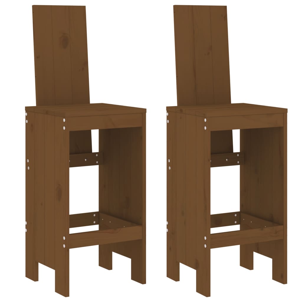 Honey Brown Solid Pine Bar Stools Set of 2 - 40x42x120 cm