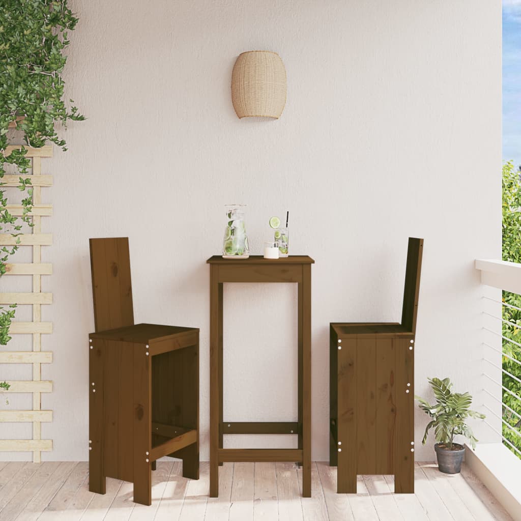 Honey Brown Solid Pine Bar Stools Set of 2 - 40x42x120 cm