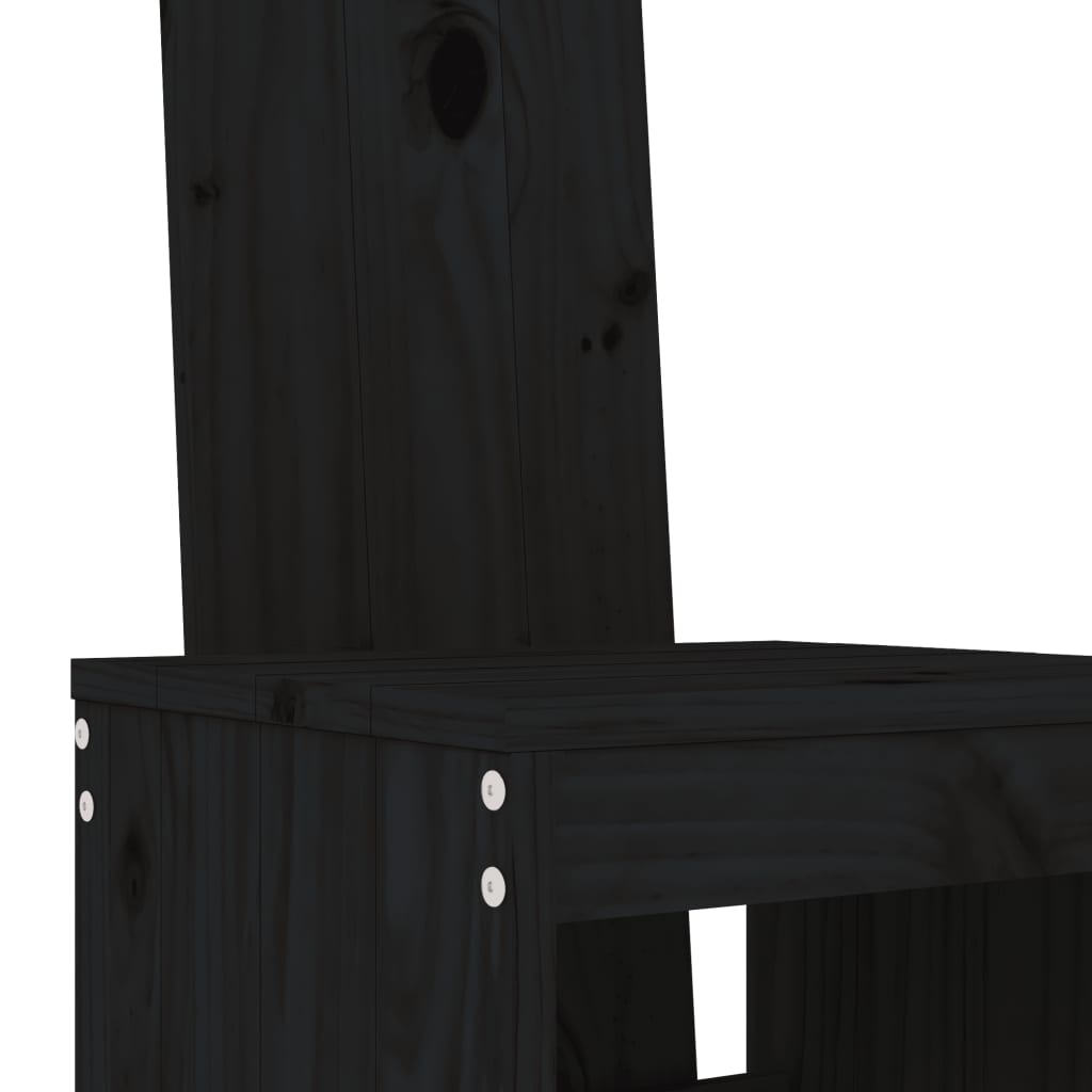 Black Solid Wood Pine Bar Stools Set of 2, 40x42x120 cm