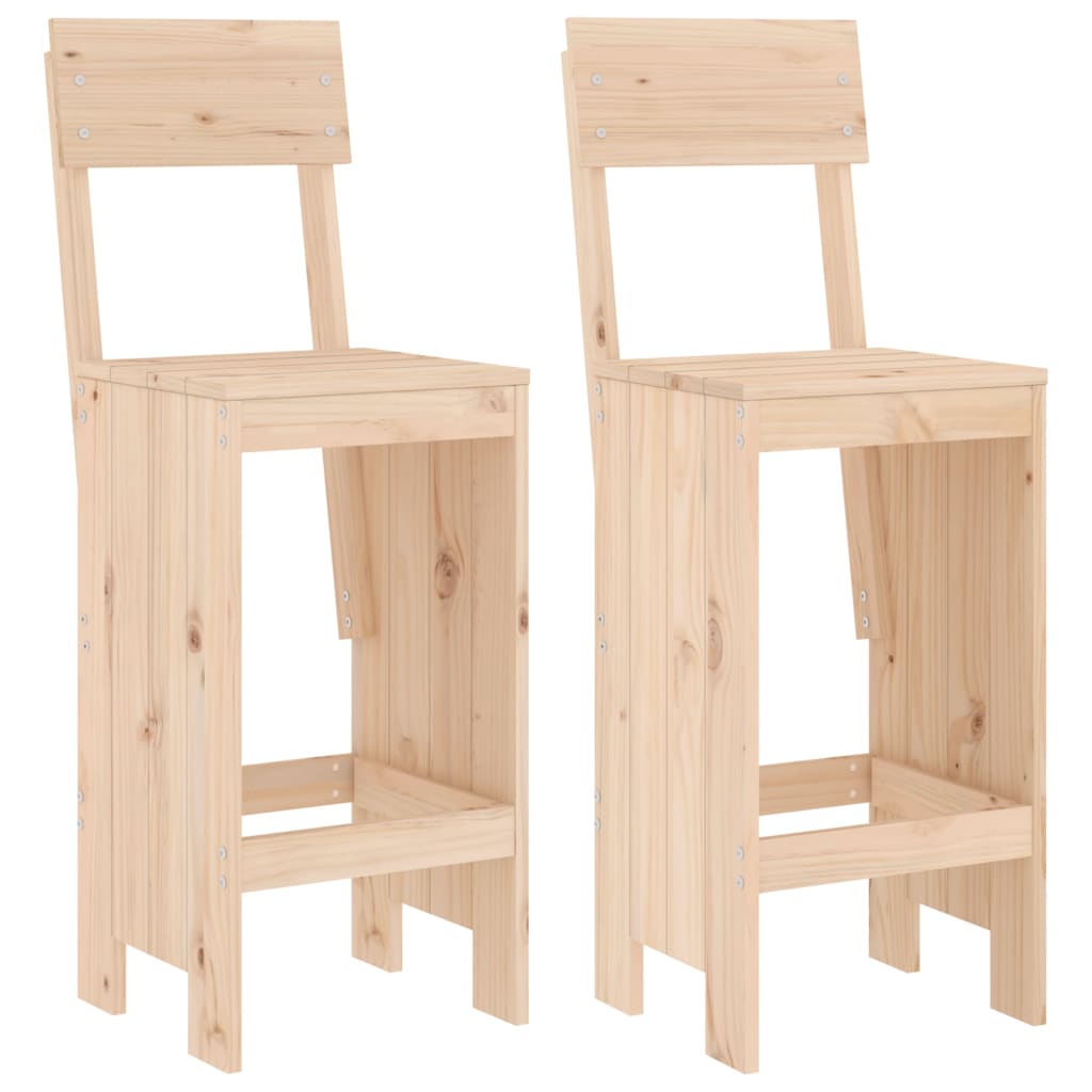 Solid Pine Wood Bar Stools Set of 2 - 40x48.5x115.5 cm