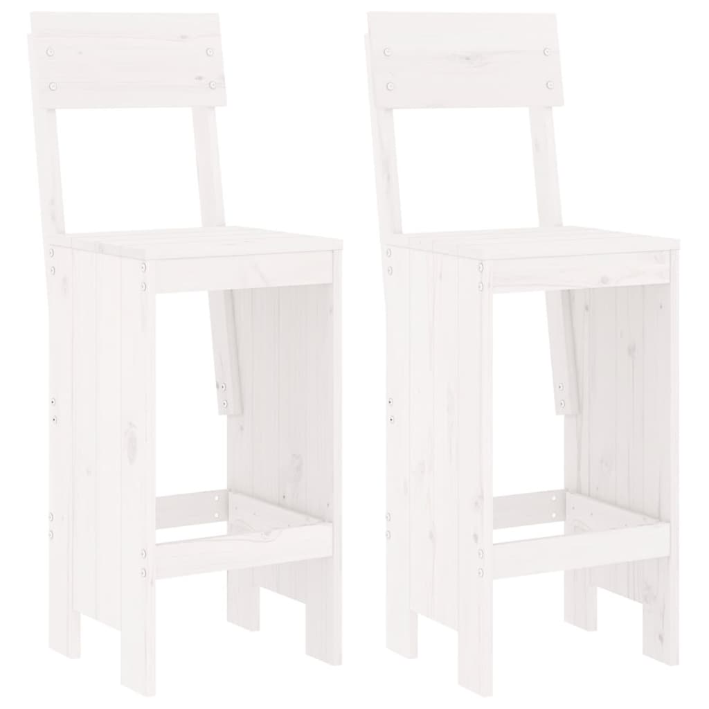 White Solid Pine Wood Bar Stools, Set of 2 (40x48.5x115.5 cm)