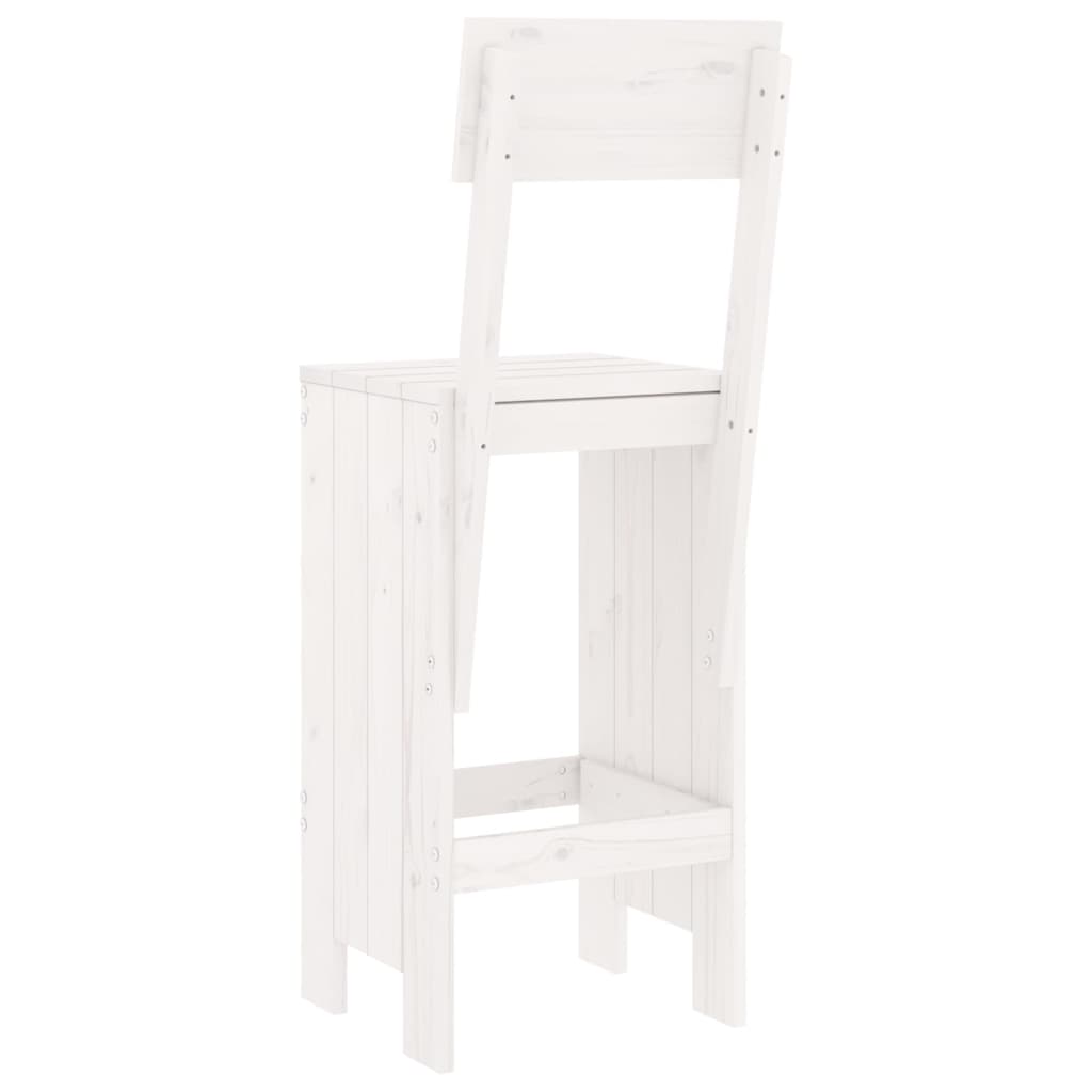 White Solid Pine Wood Bar Stools, Set of 2 (40x48.5x115.5 cm)