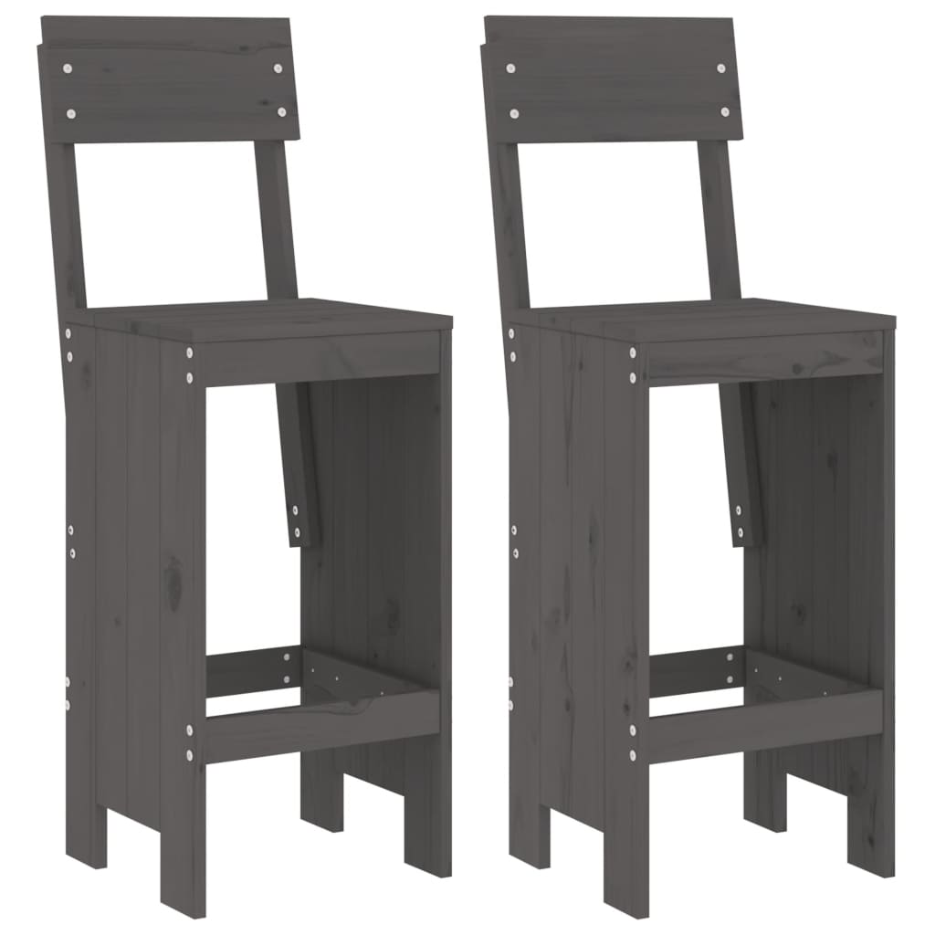 Modern Grey Pine Wood Bar Stools Set of 2 - 115.5cm