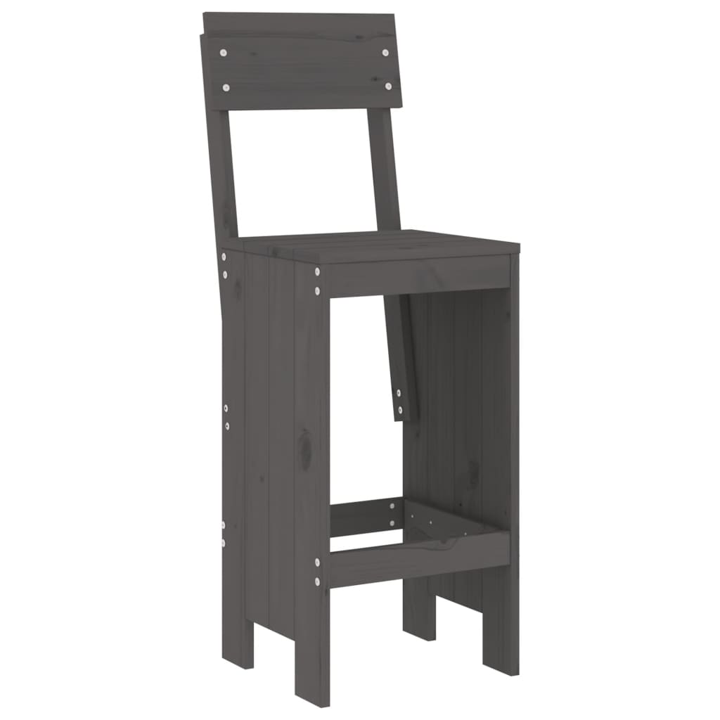 Modern Grey Pine Wood Bar Stools Set of 2 - 115.5cm
