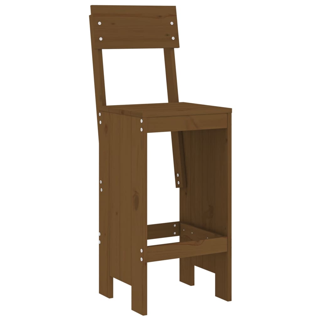 Solid Pine Wood Bar Stools, 2 pcs, Honey Brown, 115.5 cm