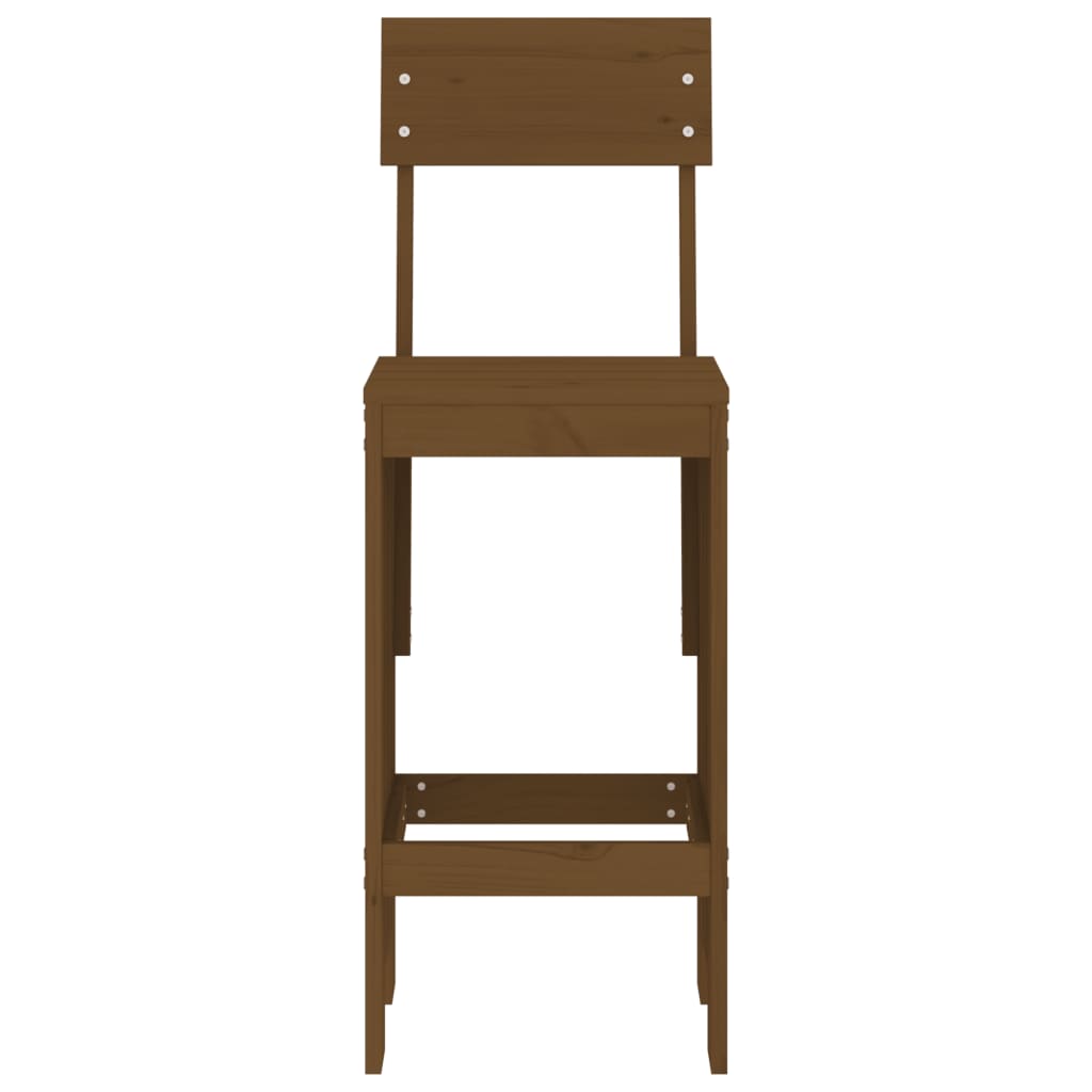 Solid Pine Wood Bar Stools, 2 pcs, Honey Brown, 115.5 cm