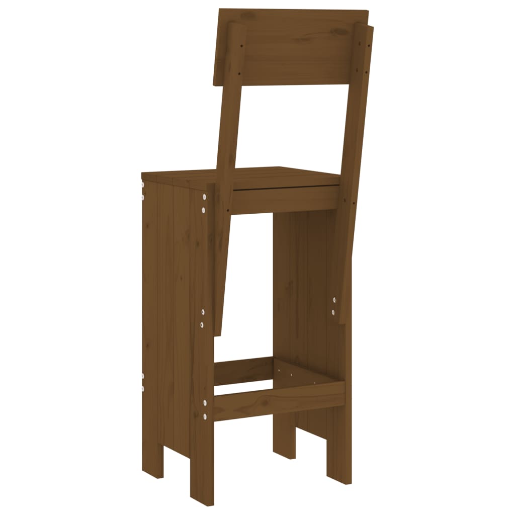 Solid Pine Wood Bar Stools, 2 pcs, Honey Brown, 115.5 cm