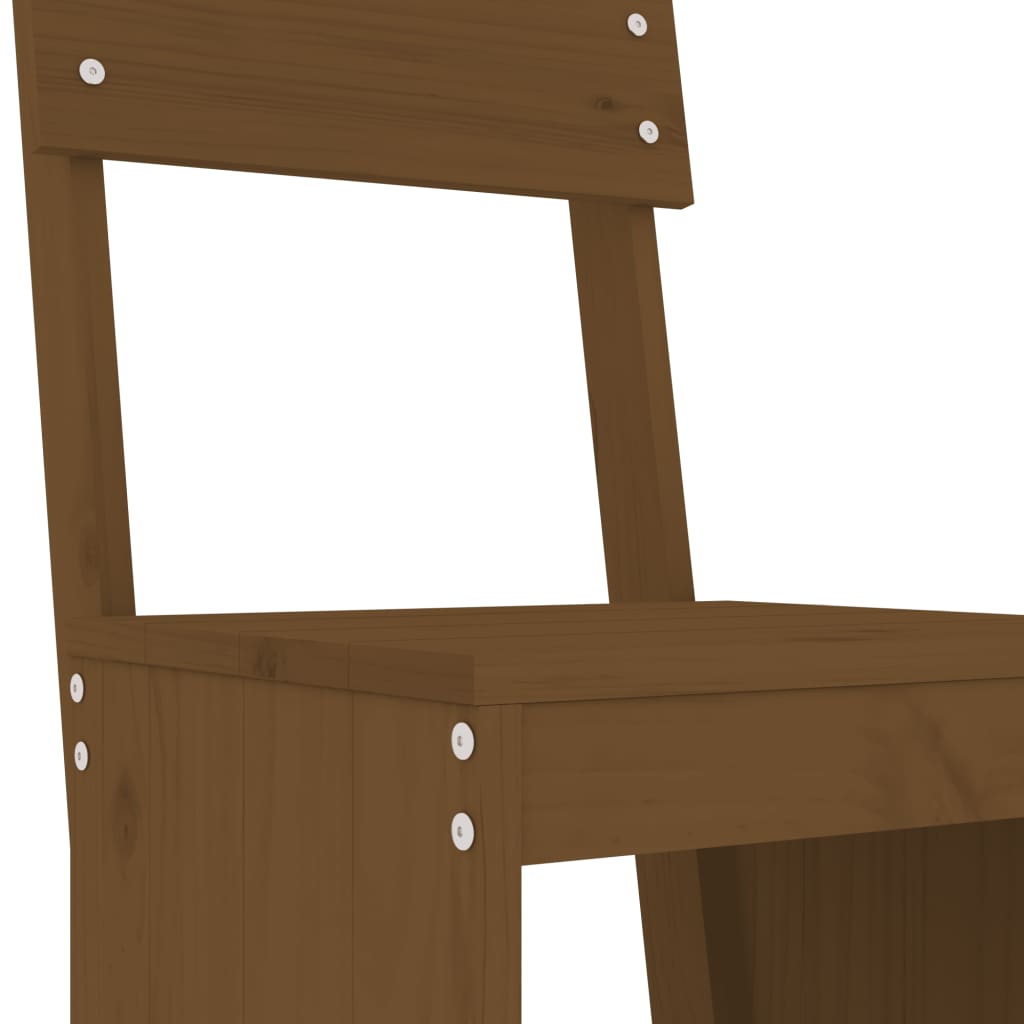 Solid Pine Wood Bar Stools, 2 pcs, Honey Brown, 115.5 cm