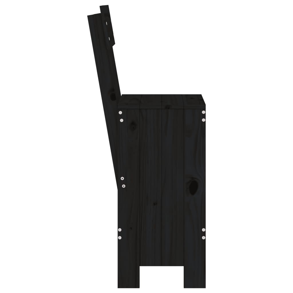Set of 2 Black Solid Pine Wood Bar Stools - 40x48.5x115.5 cm