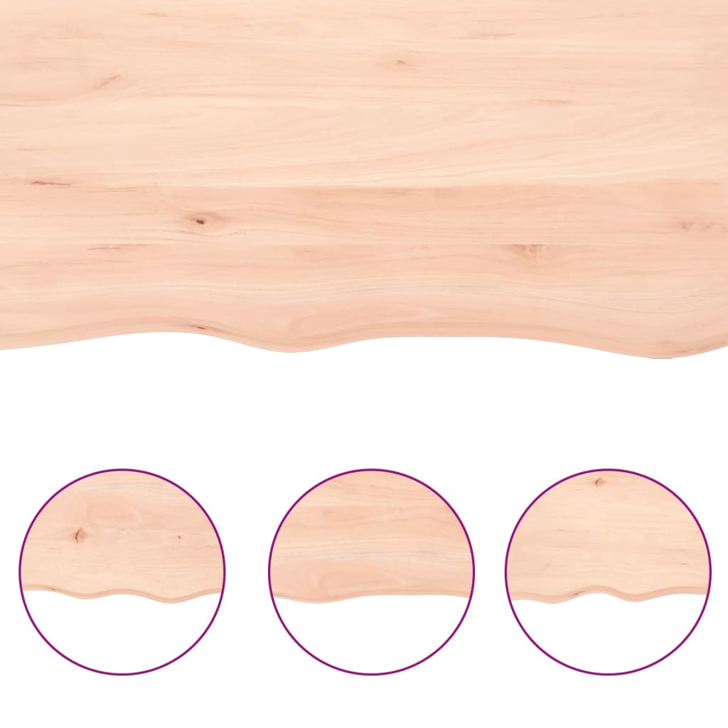 Natural Oak Wall Shelf 100x60x2-4cm | Untreated Solid Wood Design