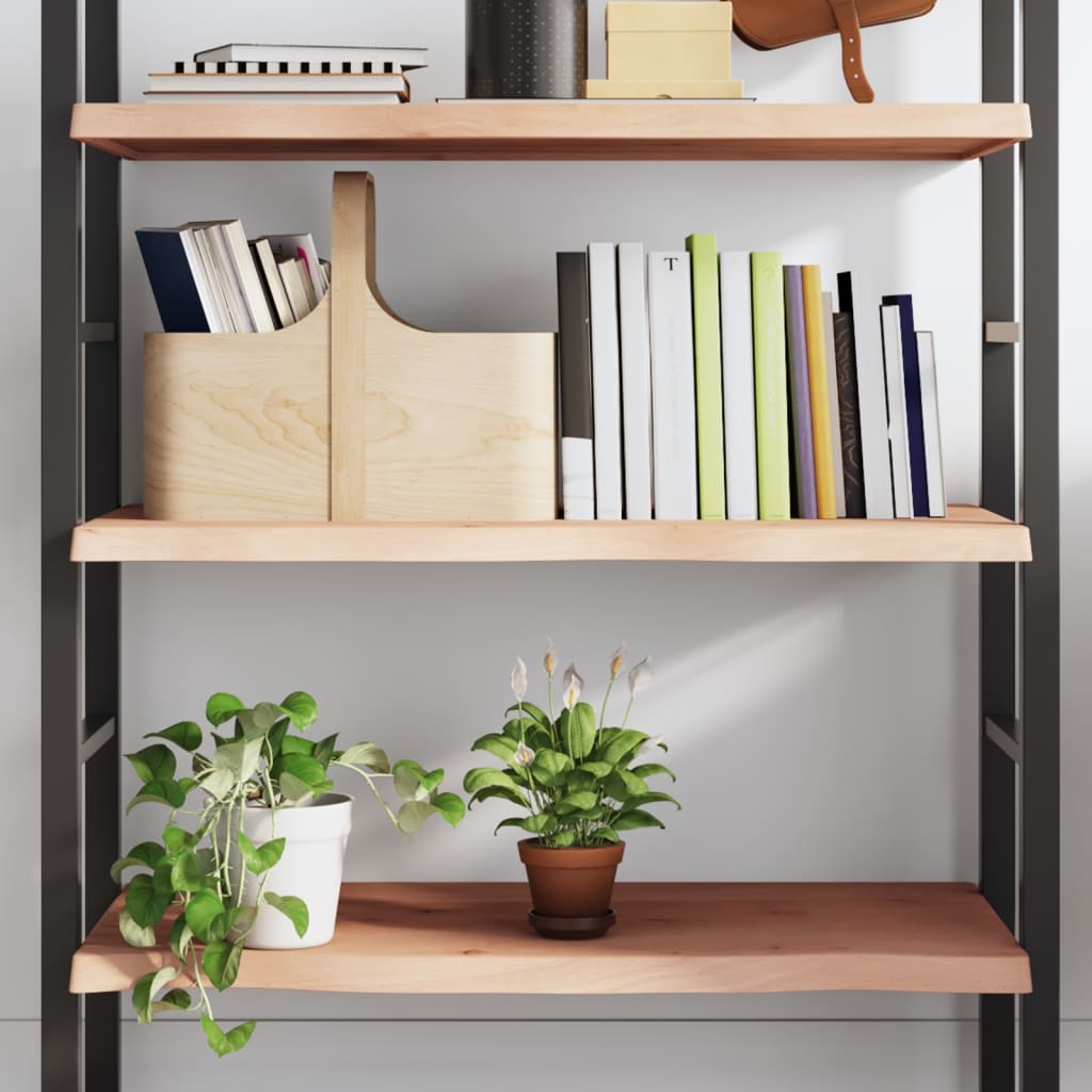 Natural Oak Wall Shelf 100x60x2-4cm | Untreated Solid Wood Design
