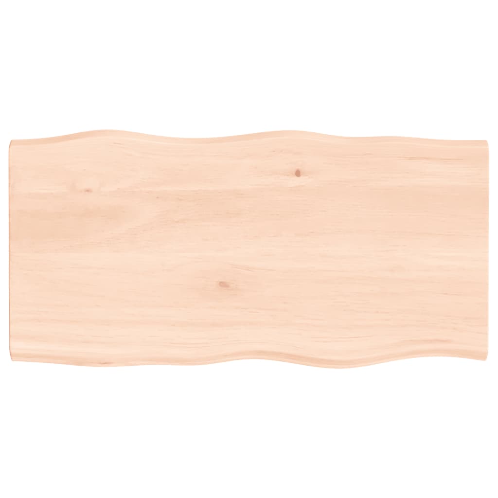 Live Edge Oak Table Top 80x40x2 cm - Untreated Solid Wood