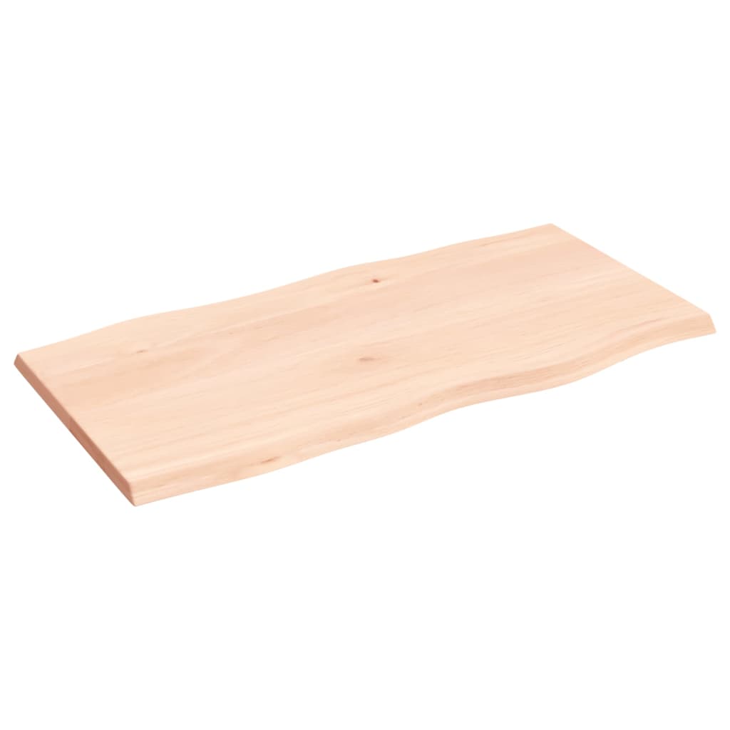 Live Edge Oak Table Top 80x40x2 cm - Untreated Solid Wood
