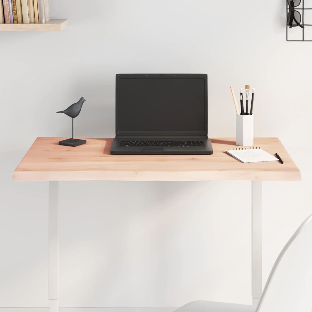 Live Edge Oak Table Top 80x40x2 cm - Untreated Solid Wood